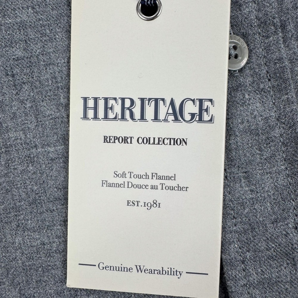 Heritage Report‎ Collection Mens 2XL Gray Soft Touch Flannel Slim Fit Shirt NEW - Picture 3 of 11